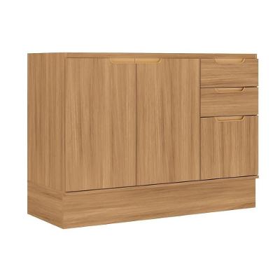 Balcão Alma 3 Portas 1 Prateleira MDF 120CM Marrom com Tampo Móveis Carraro