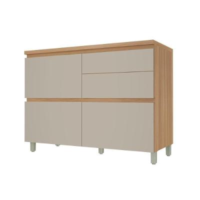 Balcão Cozinha Rainha 1 Porta 4 Gavetas MDF 120CM Bege Nesher Móveis