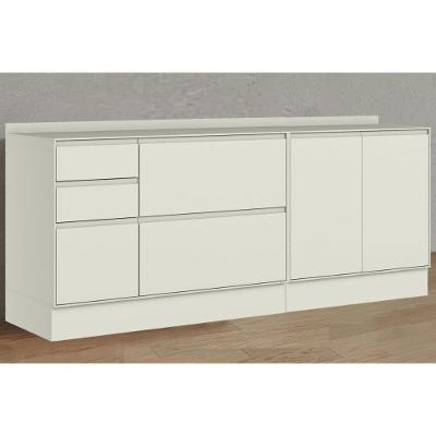 Balcão Fineze 3Ptas 4Gavs c-Tampo 200cm em MDF 200CM Areia Móveis Henn
