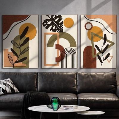 Quadro Decorativo Folhas Formas e Cores Retangular 40x60CM em MDF Madeira Maciça Café Soleil Home