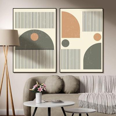 Quadro Decorativo Formas Geométricas e Linhas Retangular 60x90CM com Moldura Preta Soleil Home Decor