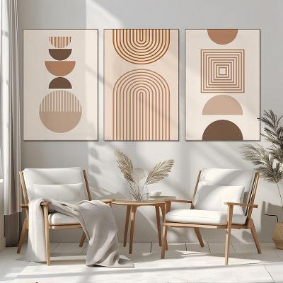 Quadro Decorativo Círculos Quadrados e Linhas Kit 3 Peças 40x60cm 50x75cm 60x90cm em MDF Madeira