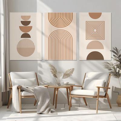 Quadro Decorativo Círculos Quadrados e Linhas Kit 3 Peças 40x60CM 50x75CM 60x90CM MDF Madeira Maciça