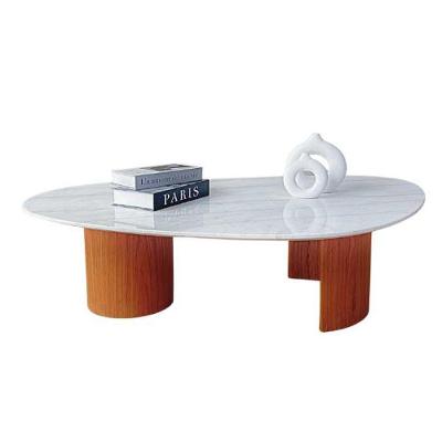 Mesa de Centro Berlim Orgânico Mármore Espirito Santo MDF 80CM Branco Modelar Art Moveis