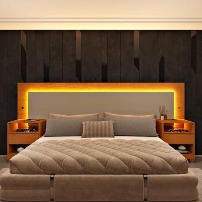 Painel Box Casal Espanha com LED e USB MDF Fixação na Parede Branco Tcil Móveis