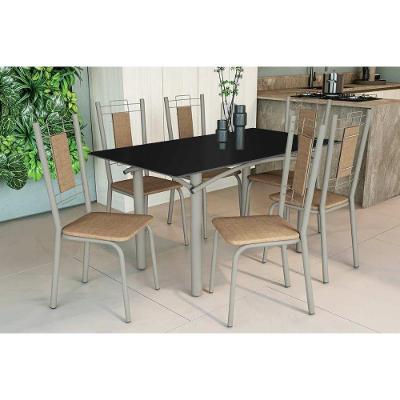 Sala de Jantar Elba 6 Lugares Tampo em Vidro Capuccino 160CM Kappesberg