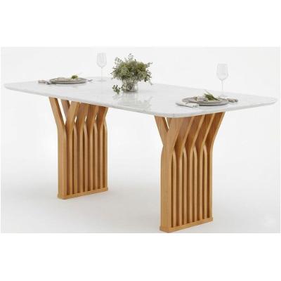 Mesa de Jantar Yara 6 Lugares Retangular Vidro 180CM Amadeirado DJ Móveis