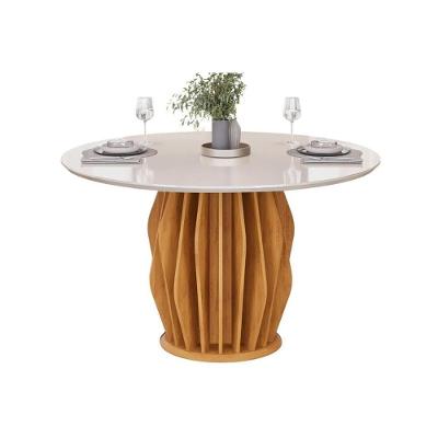 Mesa de Jantar Tokyo 6 Lugares Redonda MDF 136CM Amadeirado DJ Móveis