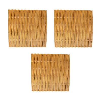 Esteira de Bambu para Forro Trama Dupla Acabamento Artesanal Kit 3 Unidades Bege Barriga Verde