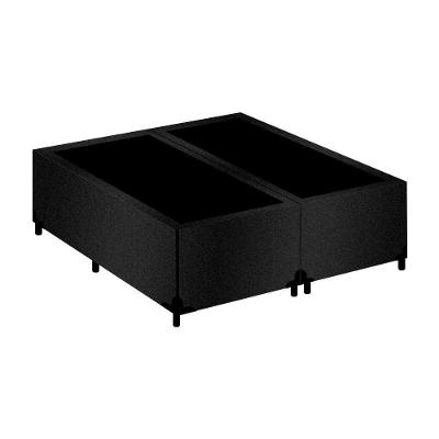 Cama Box Queen Bipartido Belluno Base Madeira Suede Preto 158x198x40