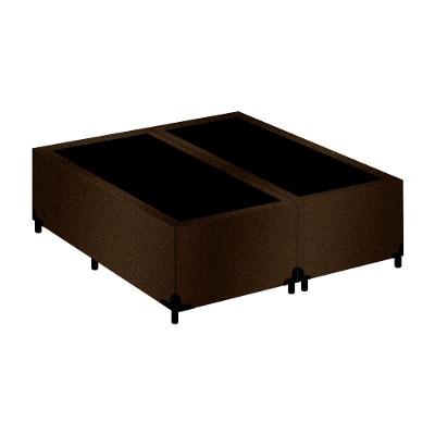 Cama Box Queen Bipartido Belluno Suede Marrom 158x198x40cm Base Madeira