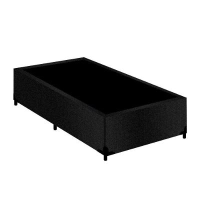 Cama Box Solteiro Belluno Antiacaro Antialergico Base Madeira Suede Preto Bella Cama