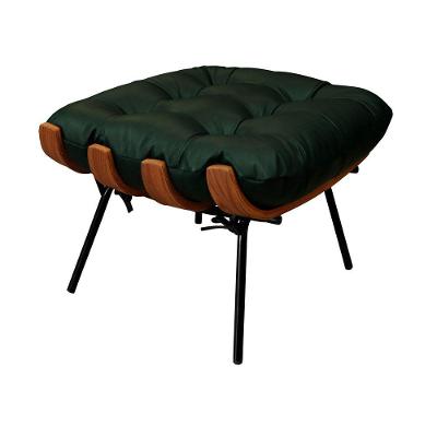 Puff Decorativo Laura Redondo Assento Espuma Revestimento Couro Verde Sallar Home 65cm
