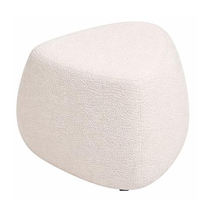 Puff Alba Redondo Assento Espuma Soft Revestimento Bouclé Off White Sallar Home