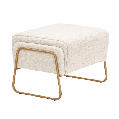 Puff Amélie Redondo Assento Espuma Bouclé Off White com Base Aço Casa do Puff