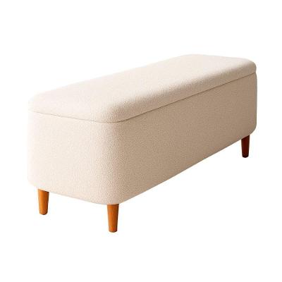 Puff Baú Bella 160cm Retangular Assento Espuma Bouclé Off White Sallar Home