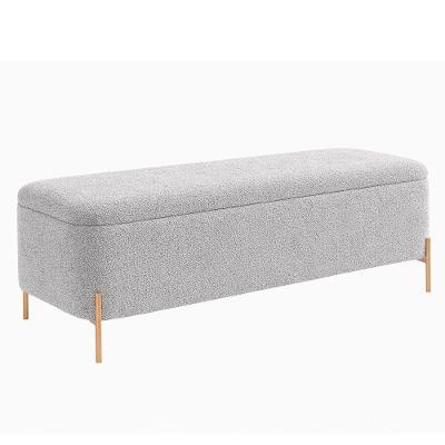 Puff Baú Bella 90cm Pés Retos Alumínio Linho Cinza Sallar Home
