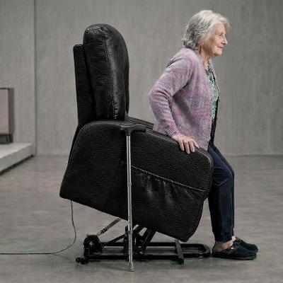 Poltrona Lift Rover Reclinável Elétrica Courino Confortável Preto Sallar Home