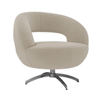 Poltrona Louk Giratória com Revestimento Bouclé Confortável Off White Sallar Home