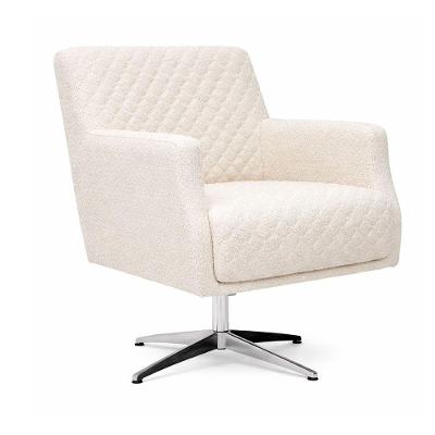 Poltrona Lumi Giratória Bouclé com Espuma Soft Off White Sallar Home