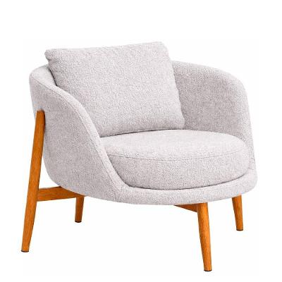 Poltrona Lume Decorativa Bouclé com Pés Retos Cinza Sallar Home