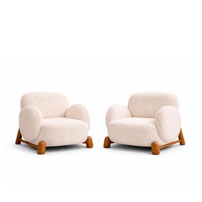 Poltrona Maysa Decorativa com Estofamento Bouclé e Pés Palito Off White Sallar Home