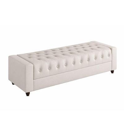 Puff Baú Calçadeira Heste 160CM Casal Courino com Estrutura em MDF Off White Sallar Home