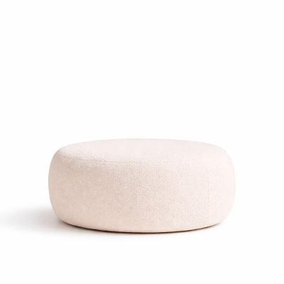 Puff Boreal Redondo 105cm Assento Espuma Revestimento Bouclé Off White Sallar Home