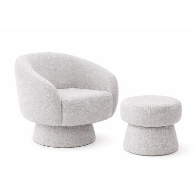 Poltrona Solis Giratória Decorativa Bouclé Assento Soft Cinza