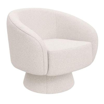 Poltrona Solis Giratória Bouclé Fibra Sintética Confortável Off White Solis