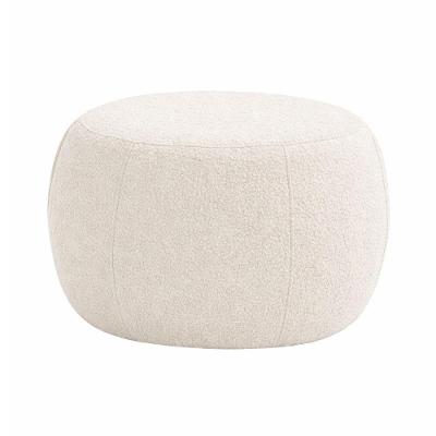 Puff Boreal Redondo Espuma Couro Sintético Off White Sallar Home