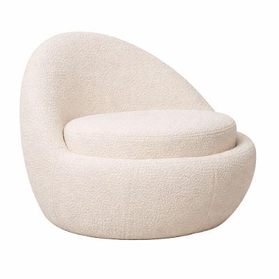 Poltrona Noah Bouclé Decorativa com Pés Palito Off White Sallar Home