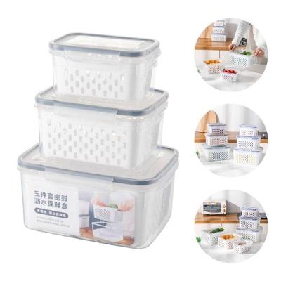 Conjunto de Potes Herméticos Conjunto 03 Potes Empilhável em Plástico e Silicone com Cesto Interno