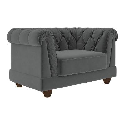 Poltrona Apso Decorativa com Pés Torneados Veludo Confortável Cinza Sallar Home