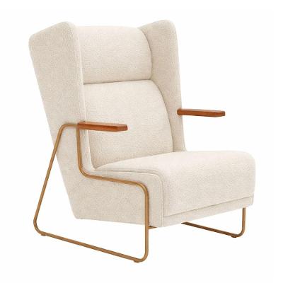 Poltrona Amélie Decorativa Bouclé com Base Aço Confortável Off White Sallar Home