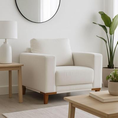 Poltrona Decorativa Chili com Pés Palito Linho Confortável Off White Sallar