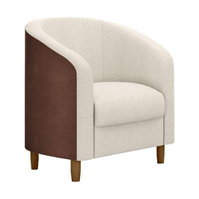 Poltrona Decorativa Dolar com Courino e Bouclé Suave Marrom e Off White Sallar Home