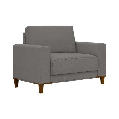 Poltrona Decorativa Chili em Linho com Pés Torneados Confortável Cinza Sallar Home