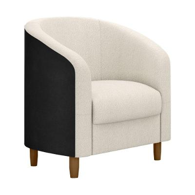Poltrona Decorativa Dolar com Revestimento em Courino e Bouclé Off White Sallar Home