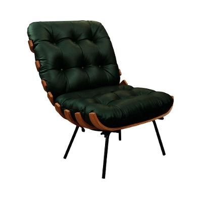 Poltrona Decorativa Laura com Couro e Espuma D28 Confortável Verde Sallar Home