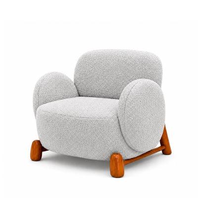 Poltrona Decorativa Maysa com Estofamento Bouclé Espuma Soft Cinza Sallar Home