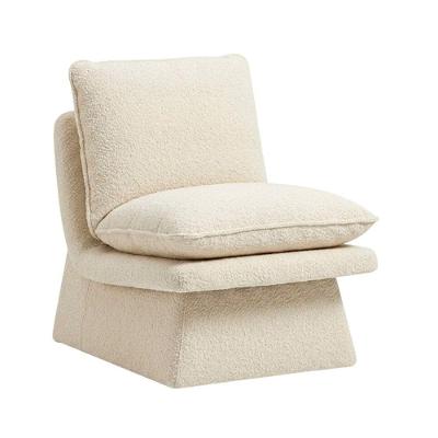Poltrona Decorativa Lincy Confortável Bouclé com Fibra Siliconada Off White Sallar Home