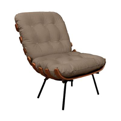 Poltrona Decorativa Laura em Couro Avelã com Espuma D28 Confortável Café Sallar Home