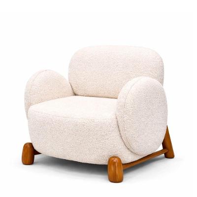 Poltrona Decorativa Maysa com Revestimento Bouclé Confortável Off White Sallar Home