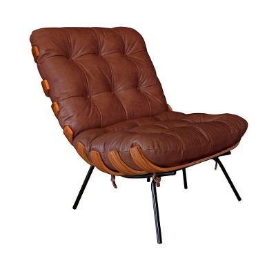 Poltrona Decorativa Laura em Couro com Assento Confortável Marrom Avermelhado Sallar Home