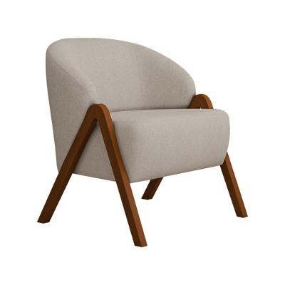 Poltrona Decorativa Mega Bouclé Suave com Pés Palito Confortável Off White Sallar Home