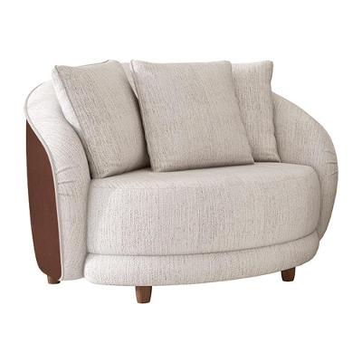 Poltrona Decorativa Mercy com Revestimento Courino e Linho Confortável Marrom Sallar Home