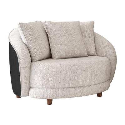 Poltrona Decorativa Mercy com Revestimento em Courino e Linho Confortável Preto Sallar Home