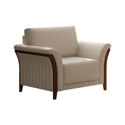 Poltrona Decorativa Perry Sala de Estar Linho com Assento D-26 Confortável Bege Sallar Home