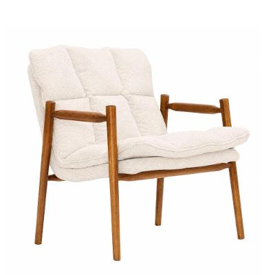 Poltrona Decorativa Senia Confortável com Revestimento Bouclé Off White Sallar Home